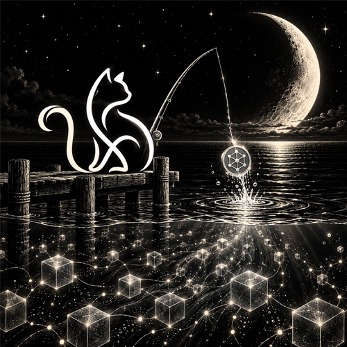Darkinator Cat fishing Solana under the moon